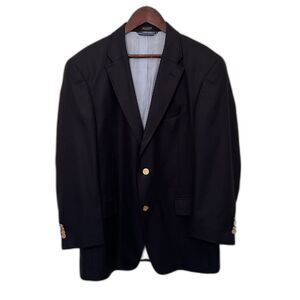 TOMMY HILFIGER Silk & Wool Blend Vintage Two Button Gold Blazer, Black- Sz 40